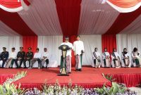 Bupati Jombang H Warsubi membacakan pidato Menteri Pendidikan Dasar dan Menengah Republik Indonesia.