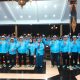 Bupati Jombang Warsubi bersama jajaran OPD dan Forkopimda dalam acara pelepasan kontiingen Jombang ke ajang Porprov IX 2025 Malang. (Foto Apriani Alva)