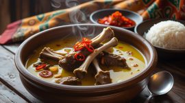 Ilustrasi tengkleng kambing solo tanpa santan. (Foto dibuat dengan AI)