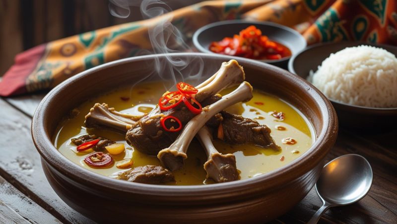 Ilustrasi tengkleng kambing solo tanpa santan. (Foto dibuat dengan AI)