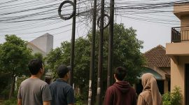 Ilustrasi kasus kisruh pemasangan tiang internet fiber optic di Jombang (Foto Ilustrasi dibuat dengan AI)