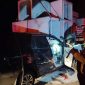 Kondisi minibus Innova yang menabrak bagian belakang truk muata beton di jalan tol Jombang-Mojokerto KM 704+000 B,  tepatnya di Desa Blimbing, Kecamatan Kesamben, Jombang. (Foto: Repro)
