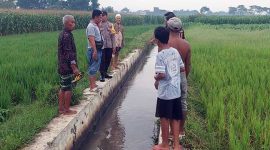 Polisi sedang melakukan olah TKP di titik korban yang warga Dusun Jarak, Desa Jarakkulon, Kecamatan Jogoroto, Kabupaten Jombang, tersambar petir, Minggu (1/6/2025) sore.