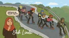 ilustrasi olahraga sepatu glinding (sepatu roda).