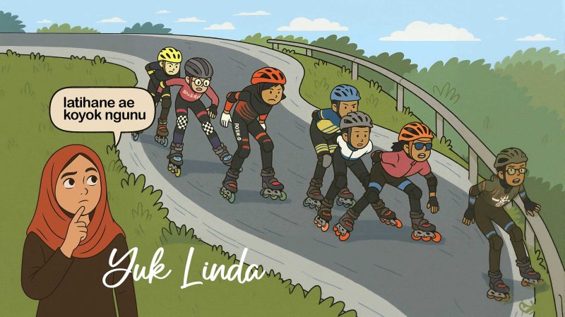 ilustrasi olahraga sepatu glinding (sepatu roda).