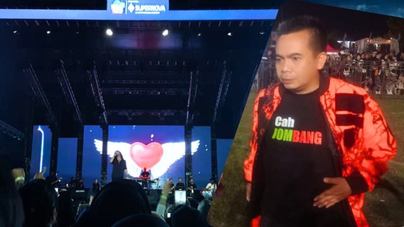 M. Syarif Hidayatulloh (Gus Sentot) saat menonton konser Dewa -19 di Stadion Merdeka Jombang. (Foto: Apriani Alva)