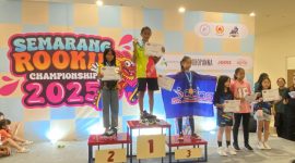 Iftitah Azzahra Masaid Juara 1 Speed Slalom U12 Kejuaraan Nasional Sepatu Roda Semarang Rookie Championship (SRC) 2025. (Foto Dita Lasmaretha)
