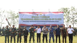 Sekretaris Daerah Kabupaten Jombang, Agus Purnomo, membuka acara TMMD KE-125 di Lapangan Desa Manunggal, Kecamatan Ngusikan.