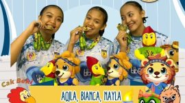 Aqila Aurelia Ramadhani Arifin, Agatha Bianca Annabel dan Naila Amalia Fauzi berhasil mendapatkan medali emas dalam ajang PORPROV Jatim IX 2025 dari cabor Karate dengan nomor beregu putri. (Foto dok KONI Jombang)