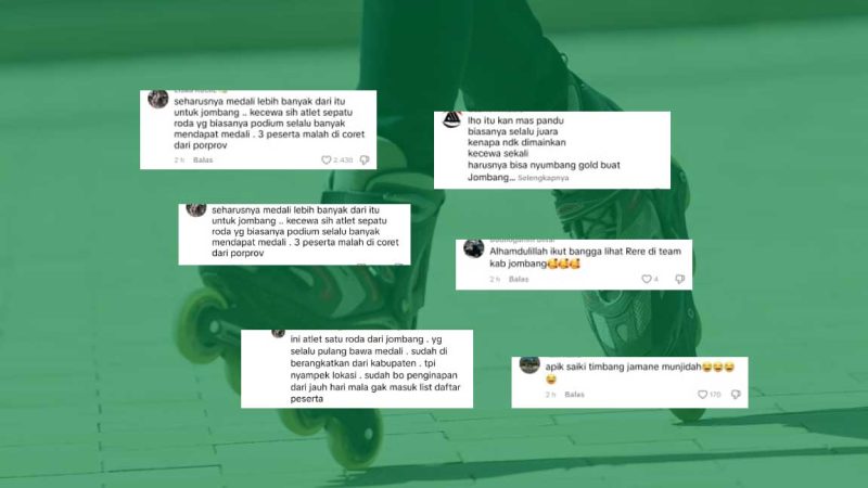 Tangkapan layar sebagian komentar netizen terkait cabor sepatu roda jombang.