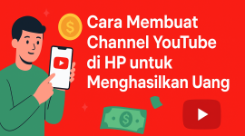 Ilustrasi panduan lengkap cara membuat channel YouTube di HP untuk menghasilkan uang. (Foto dibuat dengan AI)