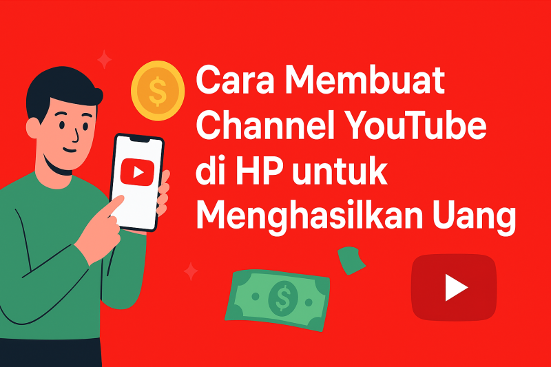 Ilustrasi panduan lengkap cara membuat channel YouTube di HP untuk menghasilkan uang. (Foto dibuat dengan AI)