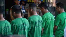 Anggota Brimob Polda Metro Jaya yang tengah diperiksa dalam kasus kematian pengemudi ojek online.