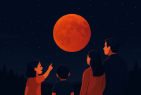 Ilustarasi lokasi terbaik melihat Gerhana Bulan Total September 2025 di Jombang dan pulau Jawa. (Foto dibuat dengan AI).