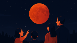 Ilustarasi lokasi terbaik melihat Gerhana Bulan Total September 2025 di Jombang dan pulau Jawa. (Foto dibuat dengan AI).