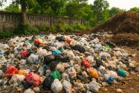 Ilustrasi tumpukan sampah di Jombang. (Foto dibuat dengan AI)