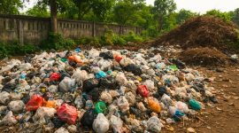 Ilustrasi tumpukan sampah di Jombang. (Foto dibuat dengan AI)