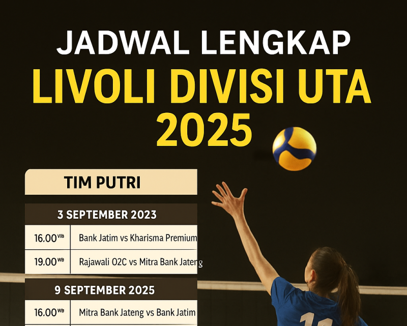 Jadwal lengkap Livoli Divisi Utama 2025 tim putra dan putri.