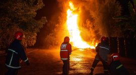 Kebakaran gudang di Desa Tejo, Kecamatan Mojoagung, Kabupaten Jombang.