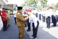 Proses pemberangkatan kontingen PMR Jombang, di pendopo setempat.