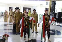 Penampilan tari remo pada Jambore Anak 2025, di Pendopo Kabupaten Jombang.
