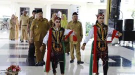 Penampilan tari remo pada Jambore Anak 2025, di Pendopo Kabupaten Jombang.