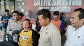 Suasana rilis kasus pencurian kambing di Polres Jombang. 